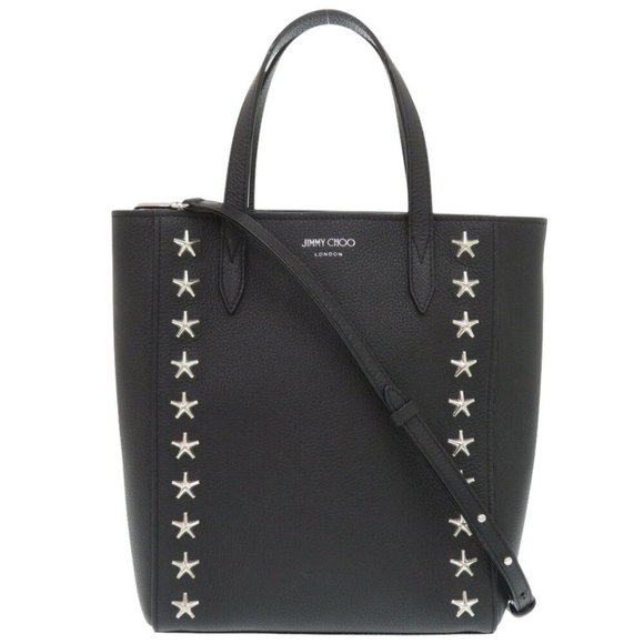 Jimmy Choo Star Stud Bria Leather Black Tote Bag (0428) - Picture 1 of 11